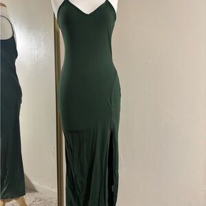 SHEIN Dark Green Maxi Dress with Slit